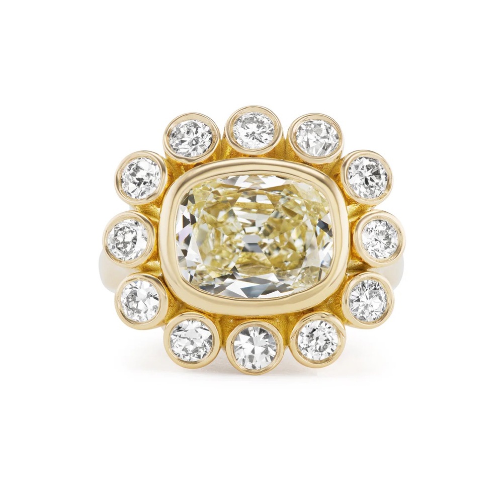 Elegant Gold Plated and Yellow Topaz Wildflower Women's Ring